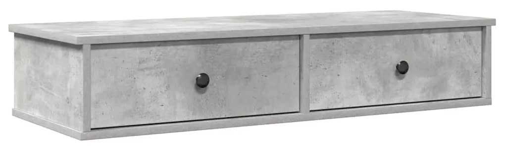 betonszürke szerelt fa falipolc fiókokkal 100 x 37,5 x 19 cm