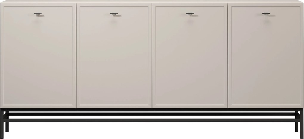 Lorini négyajtós komód 200 cm - kasmír / fekete T-bar fogantyúk / fém lábak