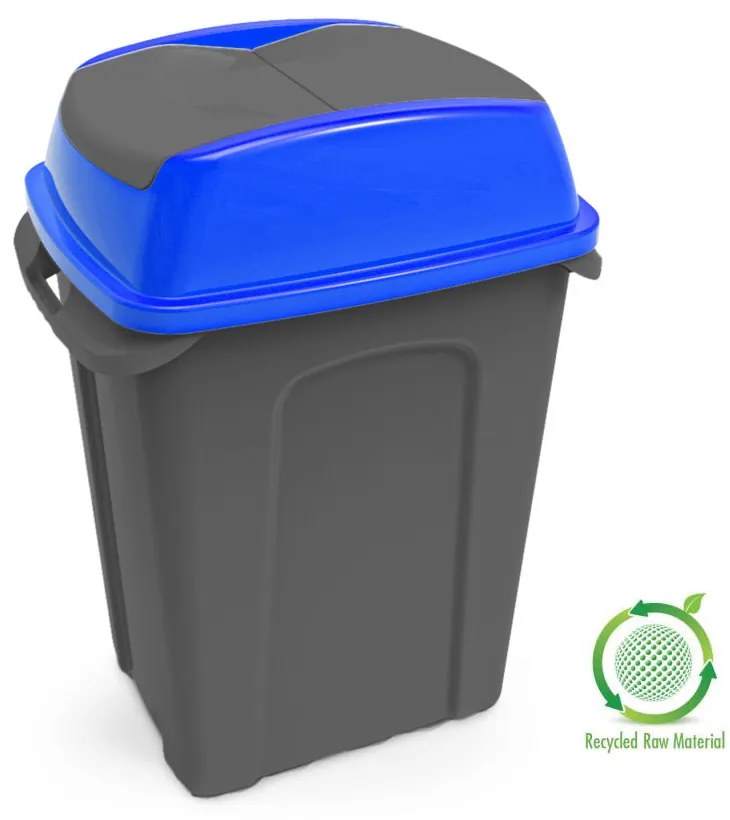 Planet Hippo Billenős Szelektív hulladékgyűjtő szemetes, műanyag, antracit/kék, 25L