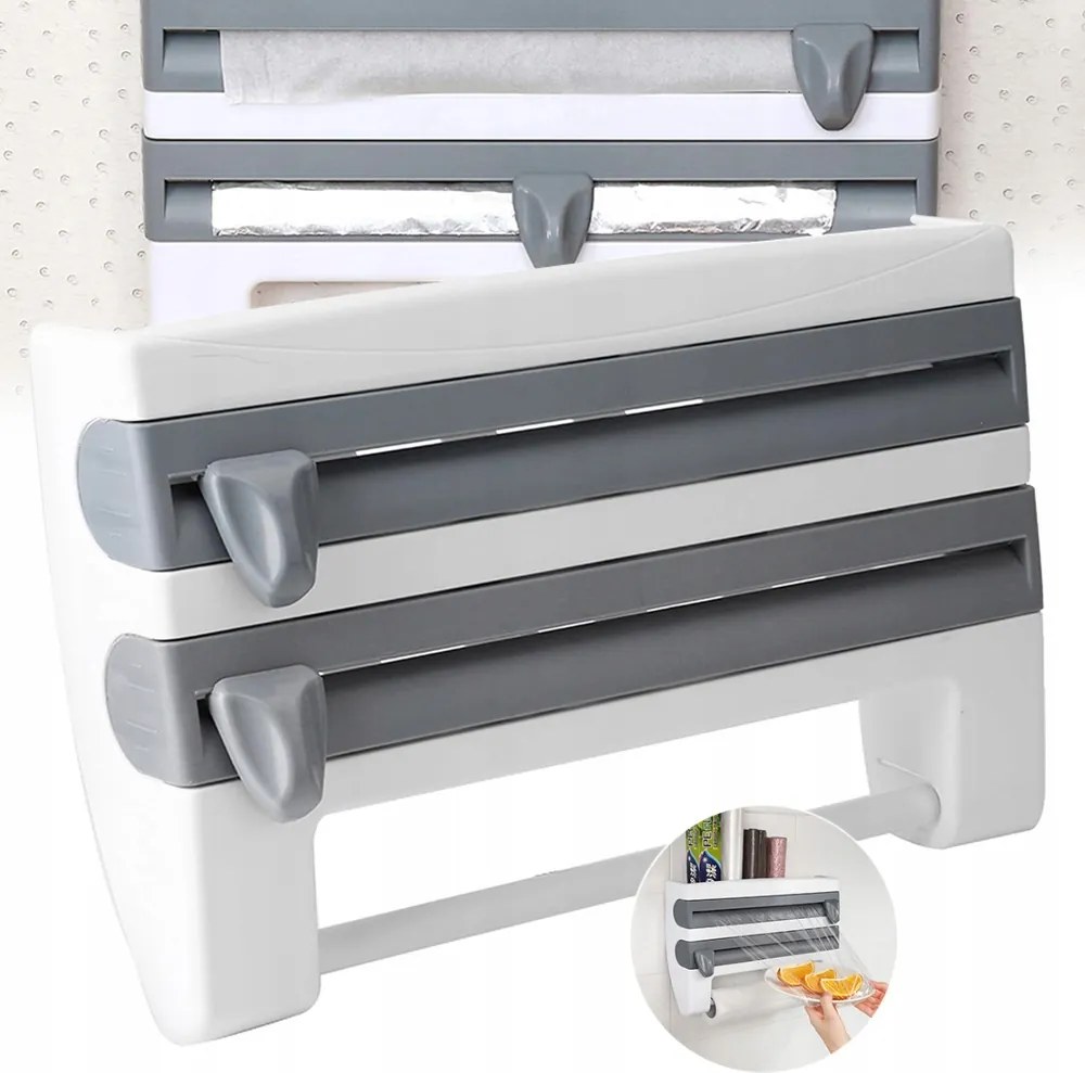 Fólia- és törölközőadagoló 3az1ben konyhai görgőtartó