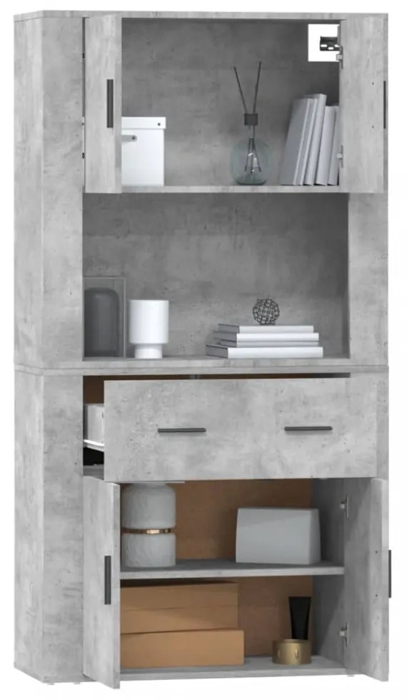vidaXL betonszürke szerelt fa magasszekrény