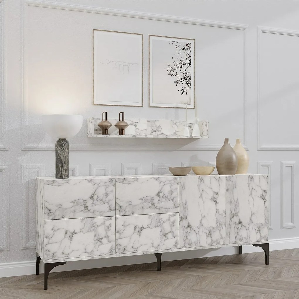 Stella Carrara Marble szekrény polcokkal