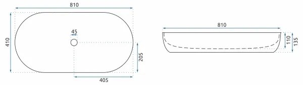 REA-U0563 - Ráültethető mosdó CLEO 41x81 cm kerámia/fényes fehér