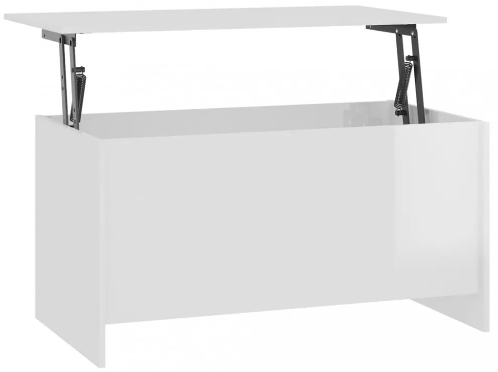 magasfényű fehér szerelt fa dohányzóasztal 102 x 55,5 x 52,5 cm