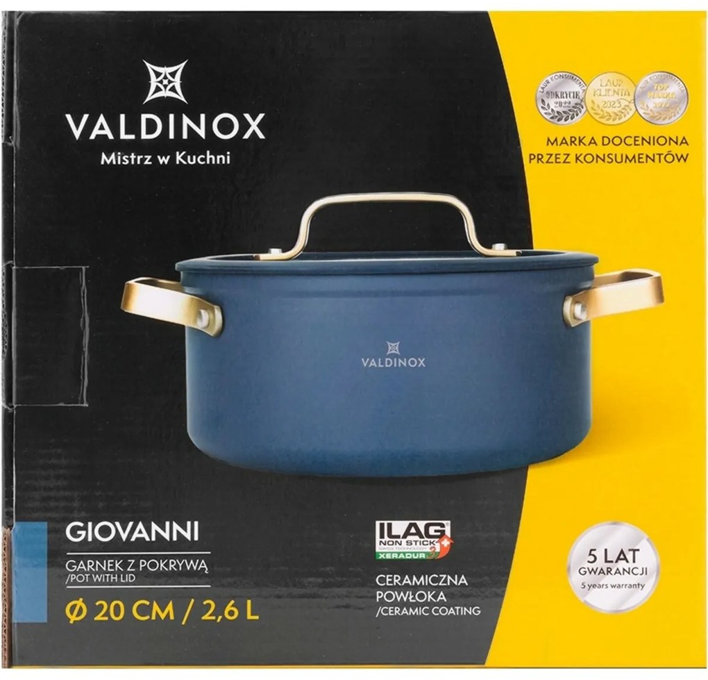 Valdinox Giovanni lábas fedővel 20 cm, 2,6 l, 2,6 l