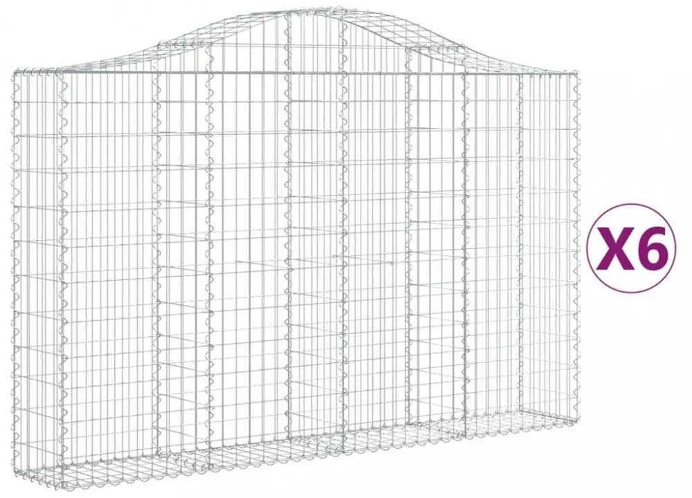 6 db íves horganyzott vas gabion kosár 200x30x120/140 cm