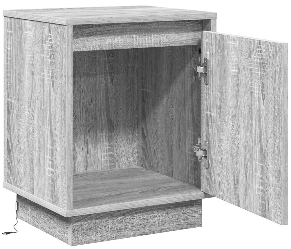 Éjjeli szekrény LED világítással 2 db Szürke Sonoma 39x34,5x50 cm