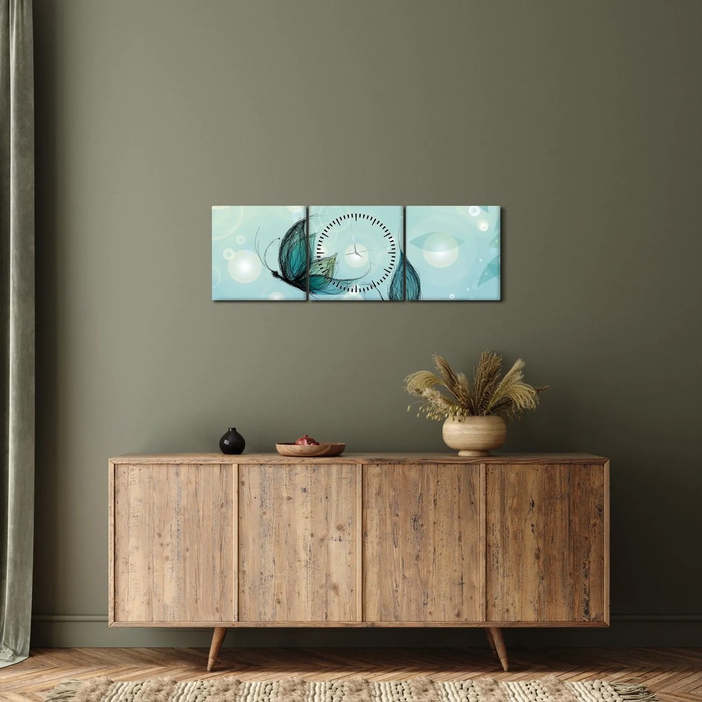 Kép - kék pillangók (órával) (90x30 cm)