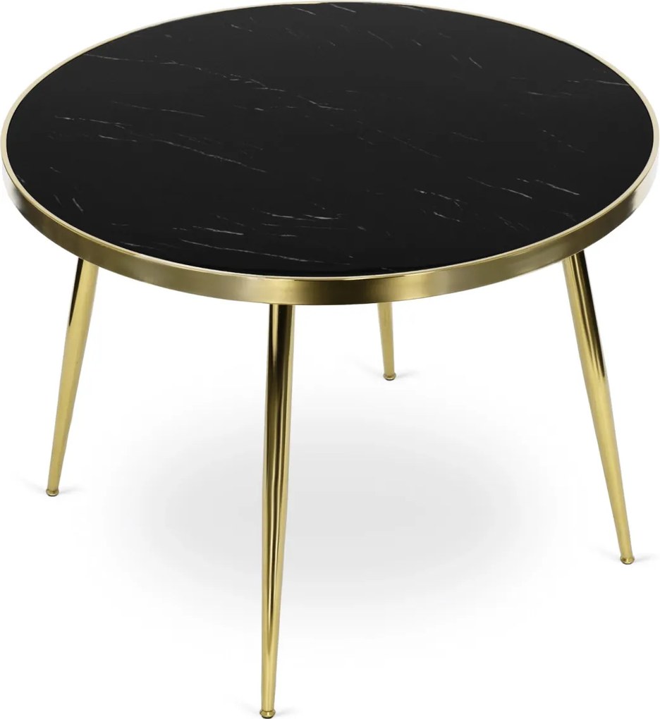 Üveg étkezőasztal 100 cm méretben, fekete/arany színben TINGA