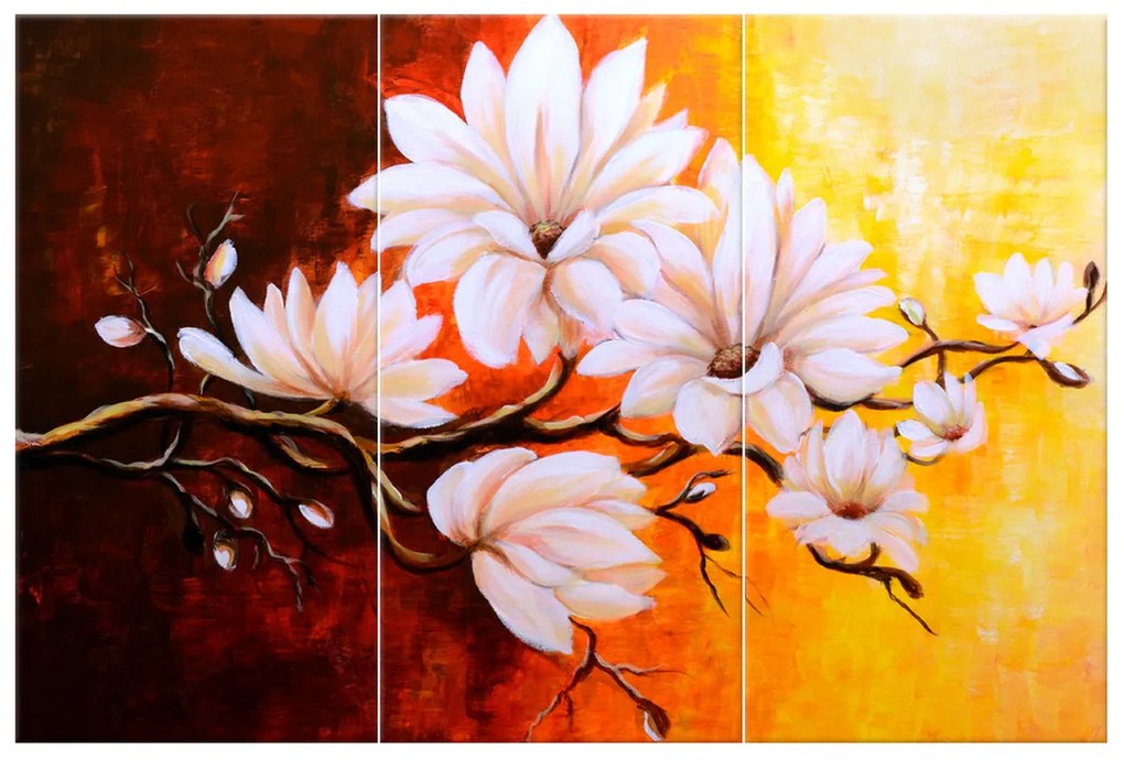 Gario Vászonkép Színes magnóliák - 3 részes Méret: 90 x 70 cm