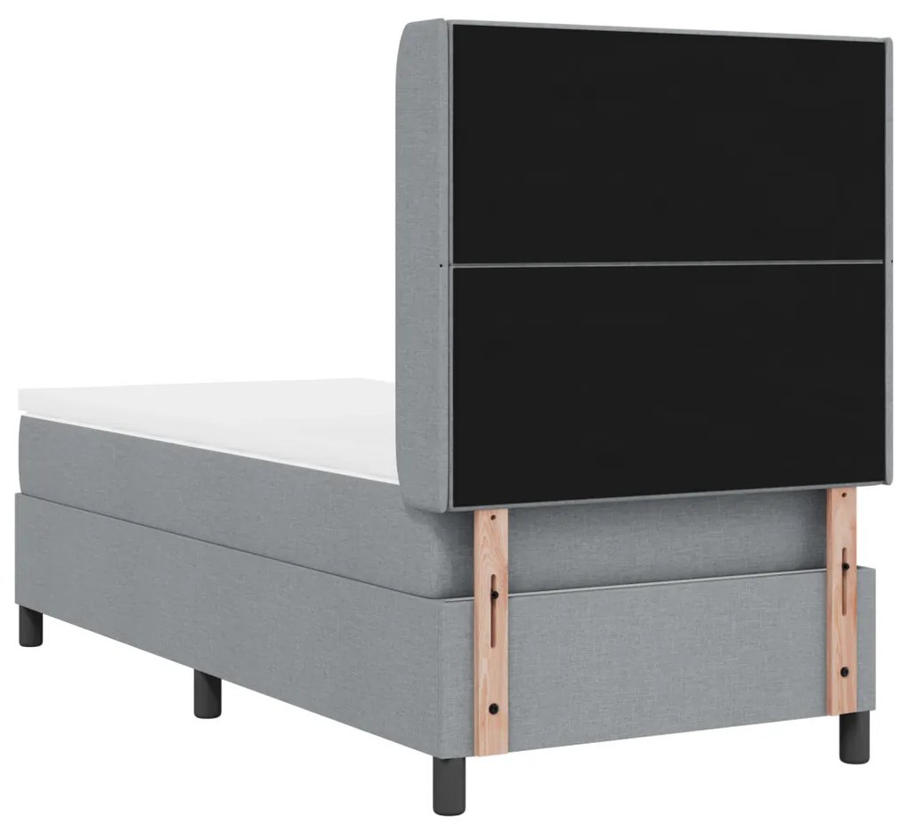 Boxspring Ágy Matrac Nélkül, Világosszürke, 90x190 cm, Szövet