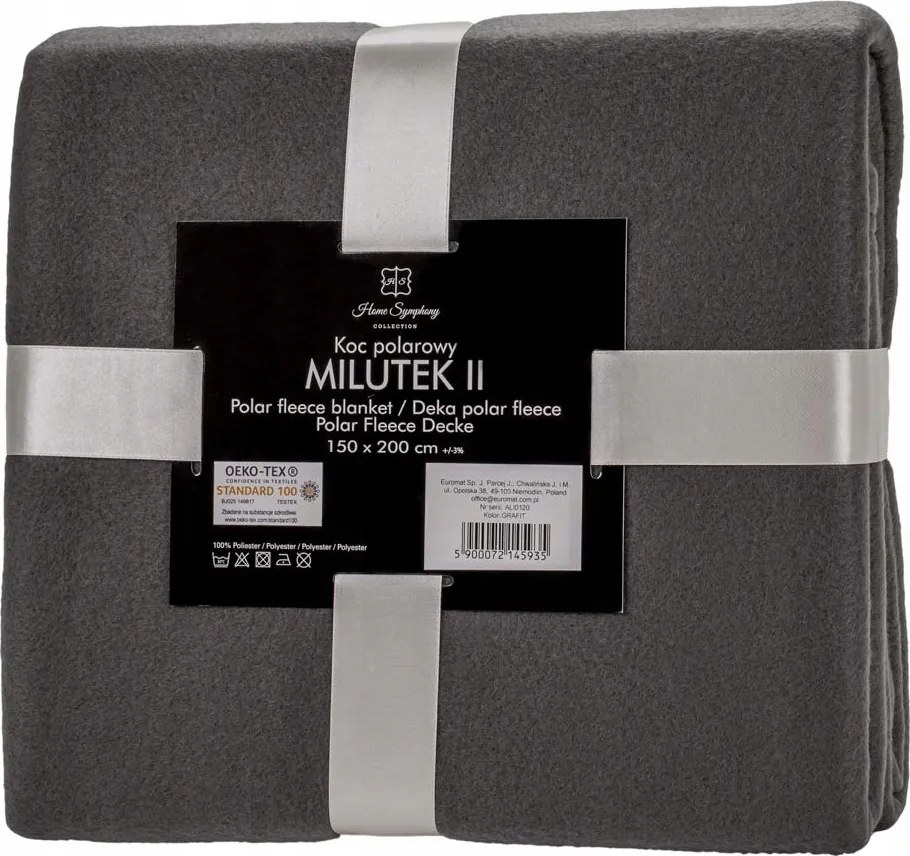 Milutek Grafit polár takaró Egyszínű 130x170 cm