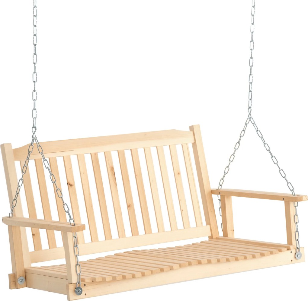 Outsunny Kertihinta 2 Személyes Hintapad Felfüggeszthető Pad Szilárd Fa Teraszon Kertben 117 x 69 x 60 cm | Aosom