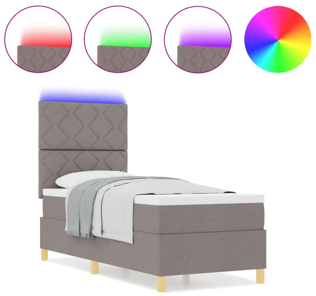 Box Spring Ágy Matraccal & LED Topszínű 80x200 cm Szövet