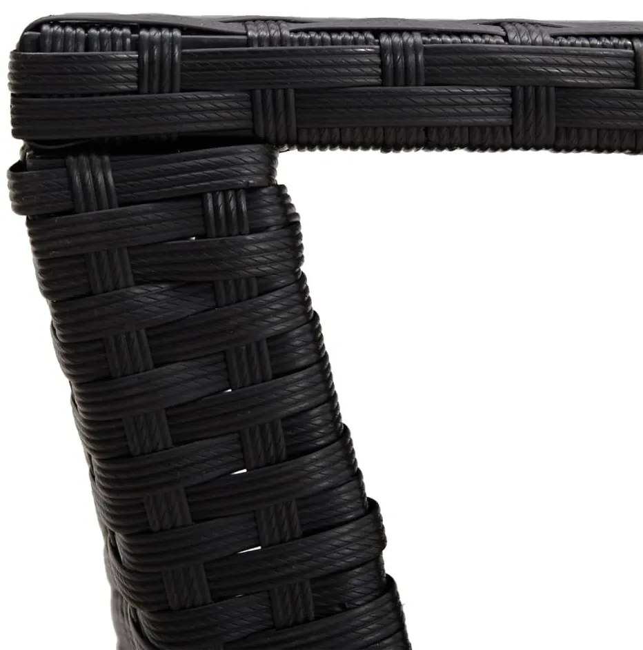 Fekete polyrattan dohányzóasztal 100 x 50 x 40 cm