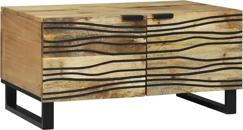 vidaXL Dohányzóasztal Barna és fekete 80 x 50 x 40 cm Tömör akácfa