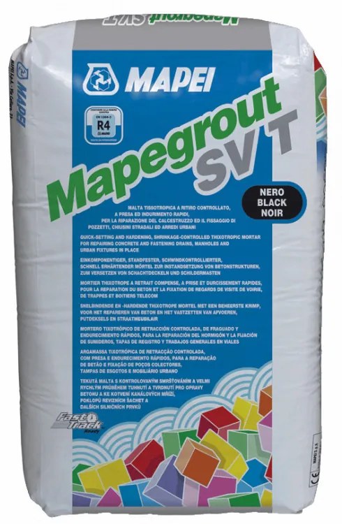 Mapegrout SV T gyorskötésű folyós habarcs lefolyók, aknafedelek és útjelző kellékek rögzítéséhez