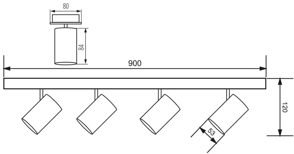 Lámpa Mennyezeti lámpatest VENETO, IP20, max. 20W, 4 x GU10, kör, fekete