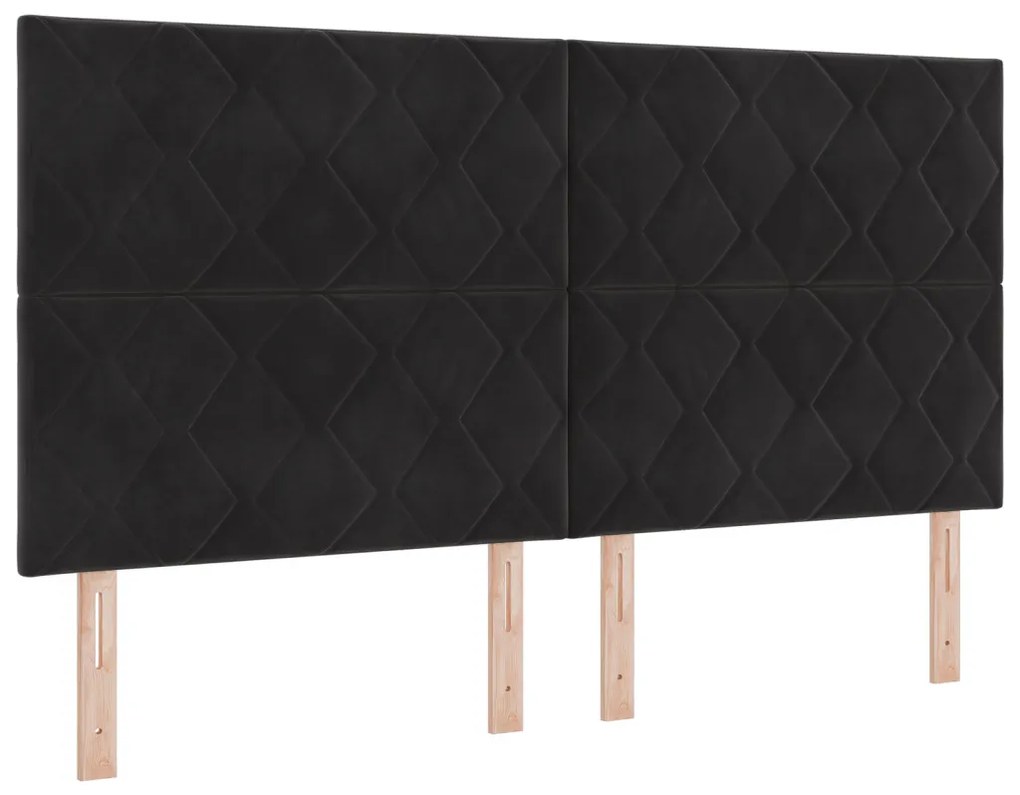 Box Spring Ágy Mattal Fekete Szuper Király Bársony
