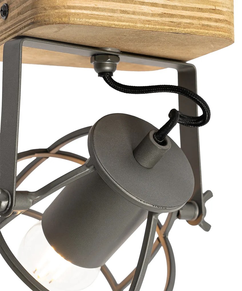 Ipari spotlámpa sötét szürke fával állítható - Arthur