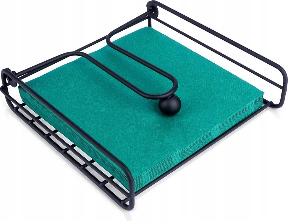 Szalvétatartó állvány fém fekete szalvétatartó törlőkendő nyomógombos