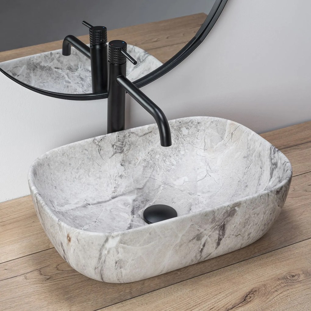 Rea Livia Stone mosdó, 47 x 34 cm, szürke, REA-U3800