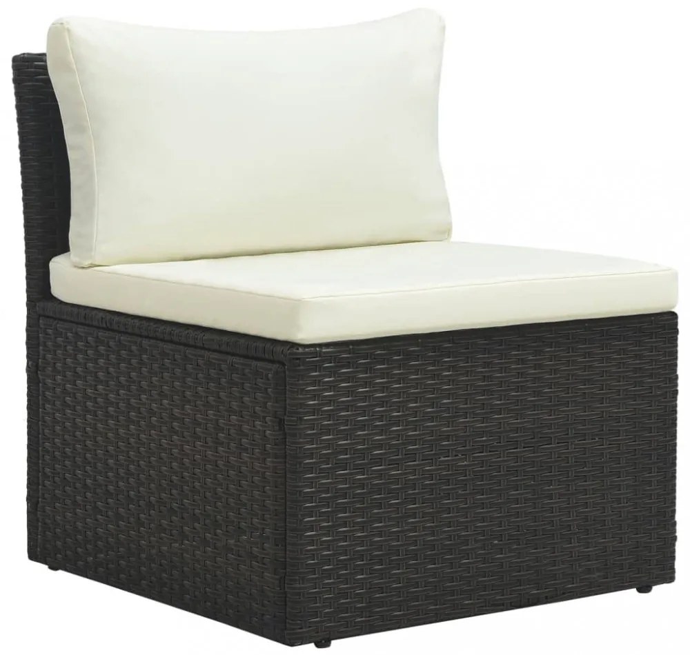 4 részes barna polyrattan kerti bútorszett párnával
