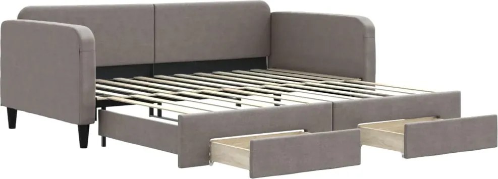 vidaXL tópszínű kihúzható szövet heverő fiókkal 100 x 200 cm