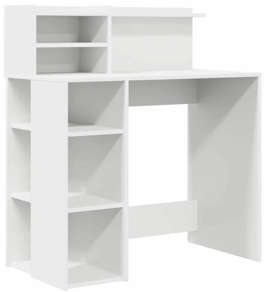 Íróasztal tárolóval polcokkal Fehér 90 x 48 x 101.5 cm Faanyag