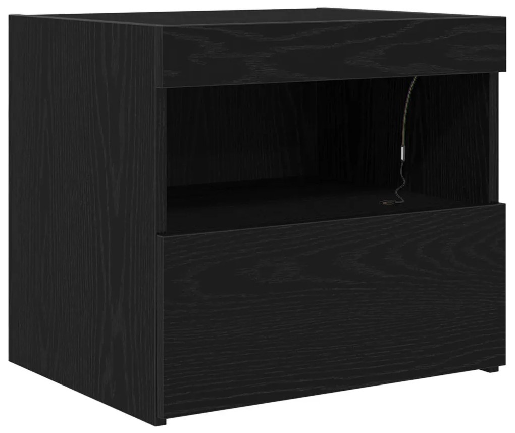 LED világítással felszerelt éjjeli szekrények 2 db Fekete tölgy 50x40x45 cm