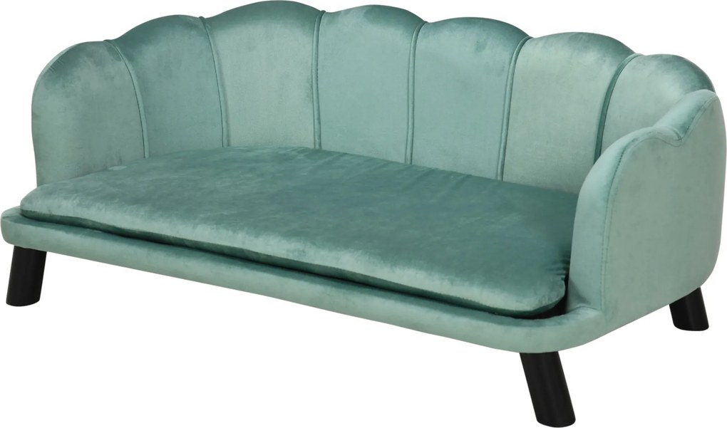 PawHut Kutyafekhely, Washable Cover, Háttámlás Pet Sofa és Fa Lábak, Macska Kanapé, Közepes méretű kutyák számára akár 25 kg-ig, Zöld | Aosom