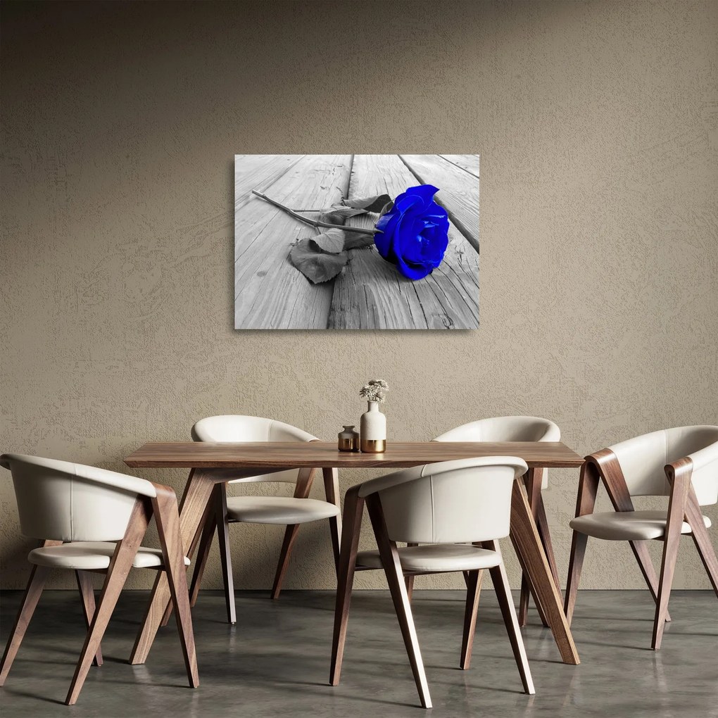 Üveg kép - Kék rózsa (70x50 cm)