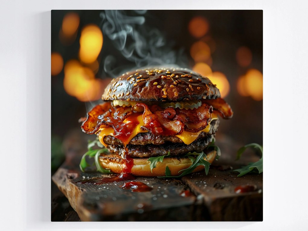 Canvas Vászonkép Étel Főzés Hamburger Gyorsétterem Hot 40x40