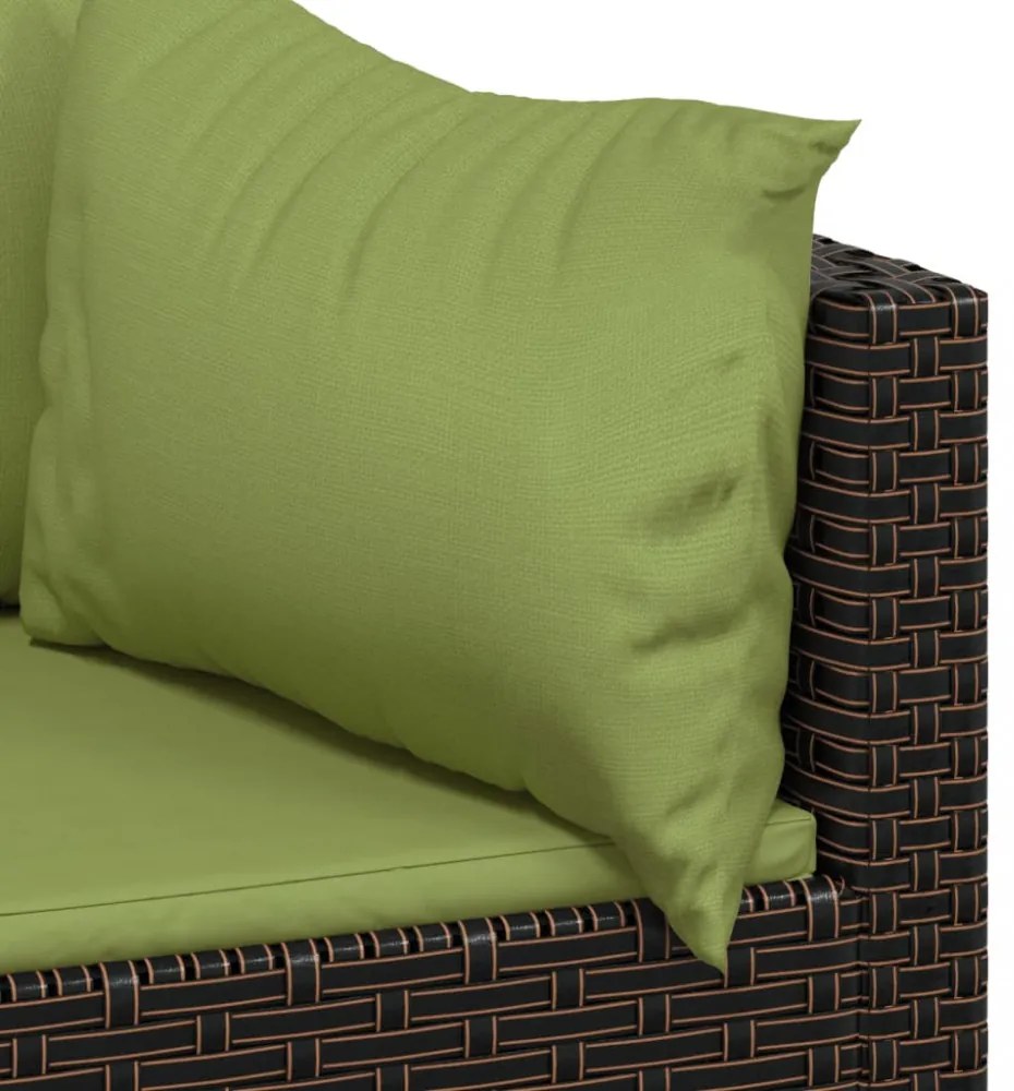 vidaXL 2 db barna polyrattan kerti sarokkanapé párnákkal