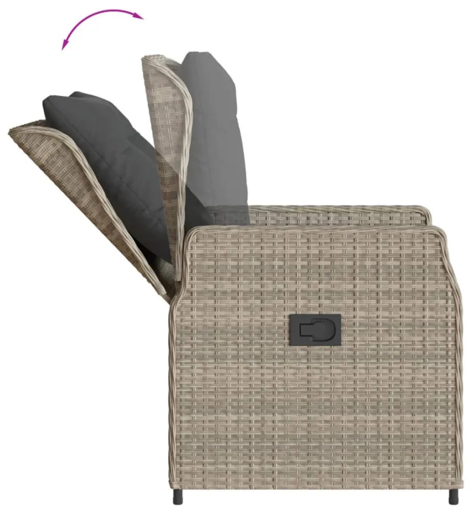 2 db világosszürke polyrattan dönthető kerti szék
