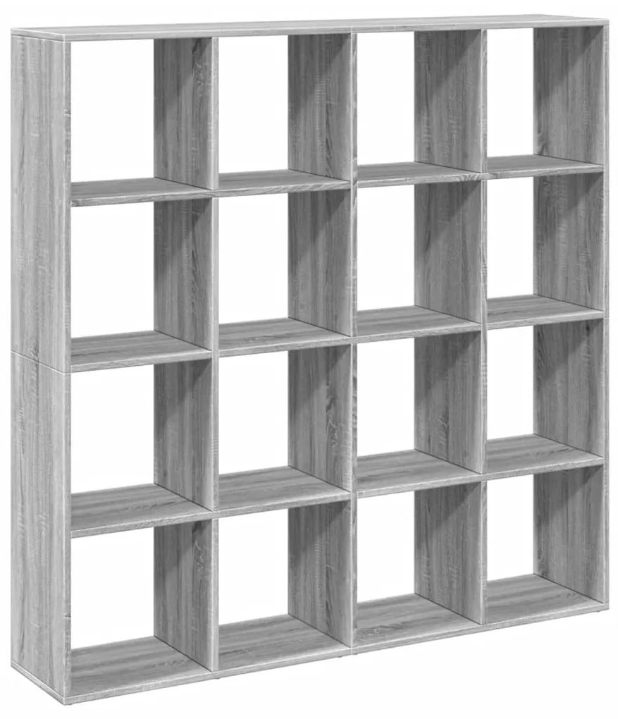 szürke sonoma színű szerelt fa könyvszekrény 137,5x29x137,5 cm