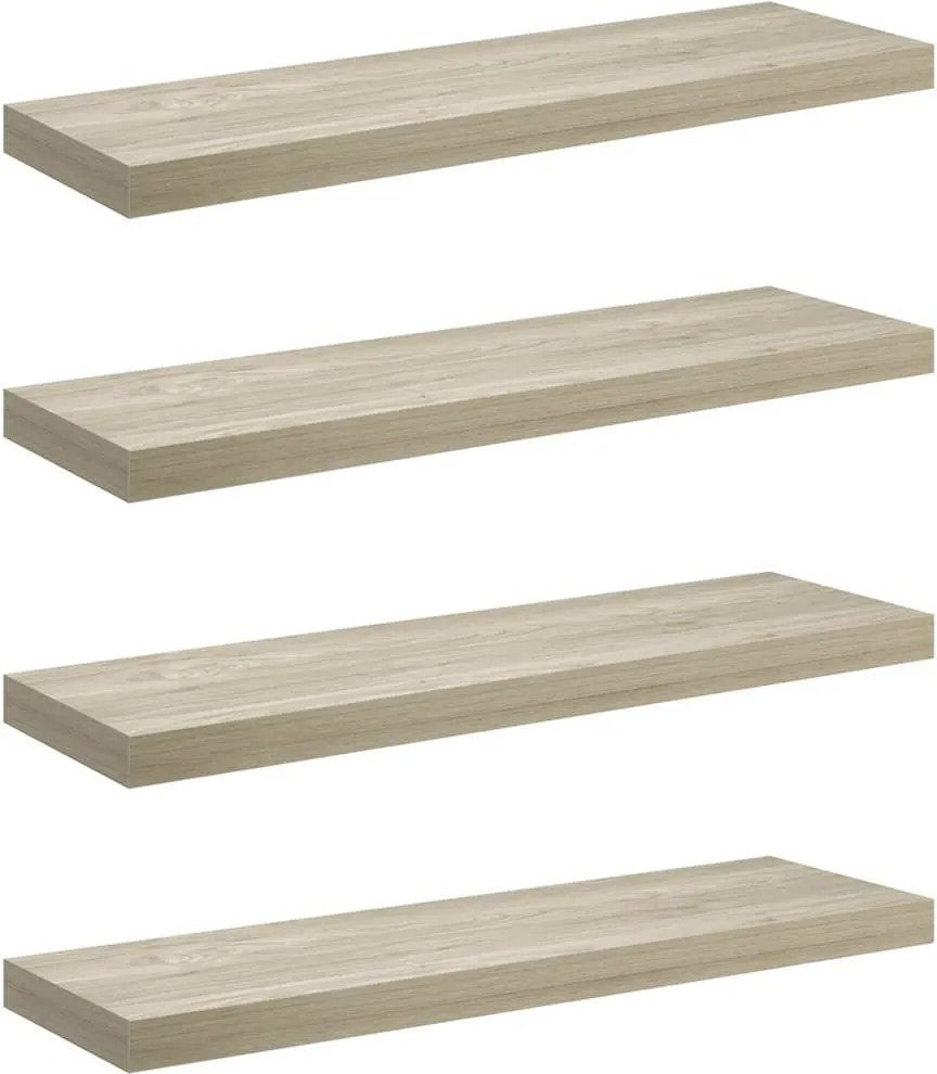 vidaXL 4 db tölgyszínű MDF fali polc 80 x 23,5 x 3,8 cm