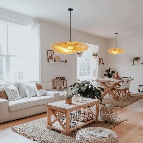 Immax 08270L - Csillár zsinóron HILO 1xE27/40W/230V átm. 80 cm bambusz