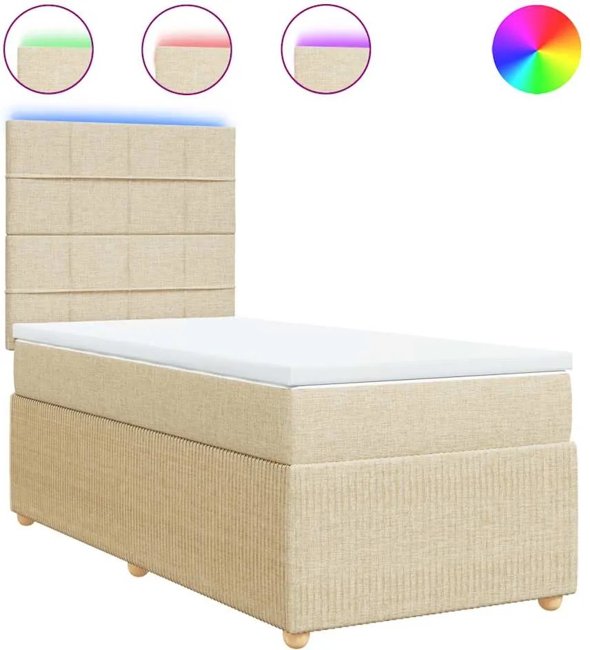 vidaXL krémszínű szövet rugós ágy matraccal 90 x 200 cm