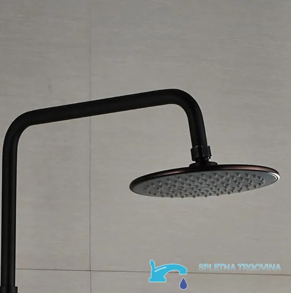 Zuhanyrendszer EYN NTC79887 LED-világítással, többféle vízsugárral, falon kívüli kivitelben, matt fekete felülettel