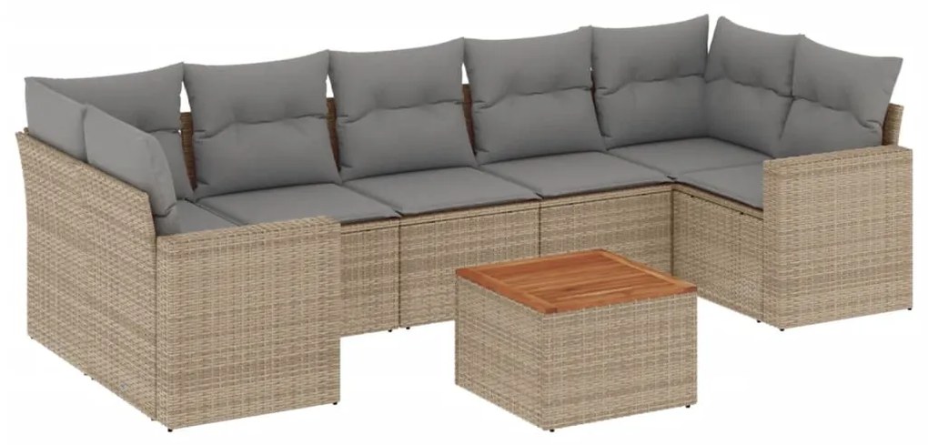 8 részes vegyes bézs polyrattan kerti ülőgarnitúra párnákkal