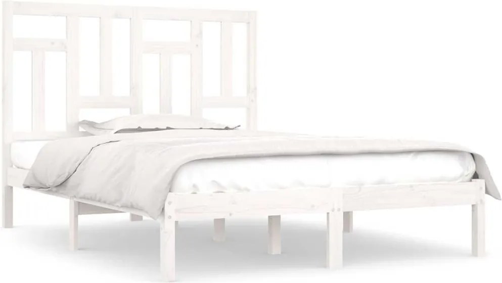vidaXL fehér tömör fenyőfa ágy matrac nélkül 140x190 cm