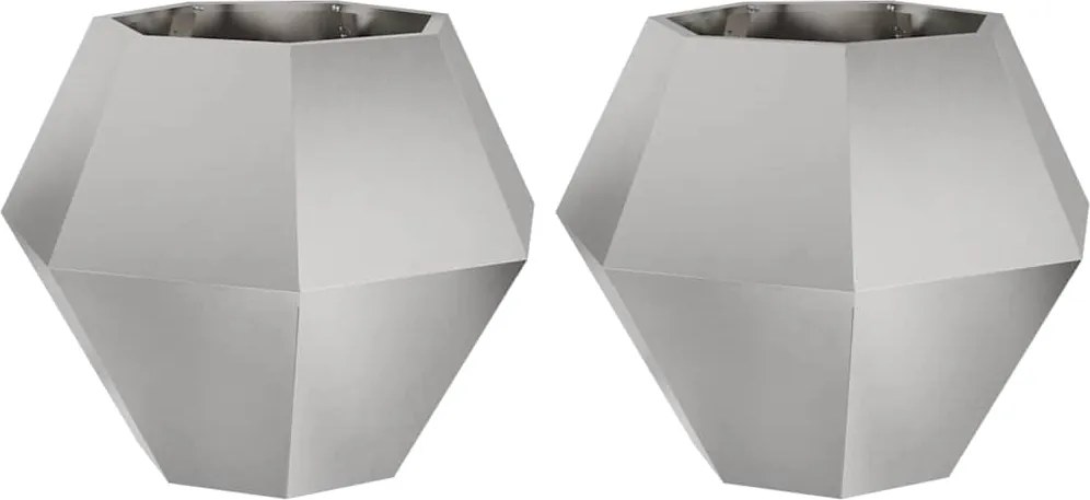 vidaXL Növénytartó 2 pcs Ezüst 75 x 75 x 60 cm Rozsdamentes acél