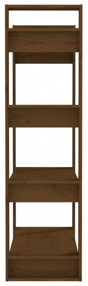 mézbarna tömör fenyőfa könyvszekrény/térelválasztó 80x35x125 cm