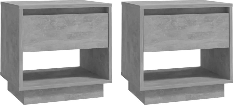 vidaXL 2 db betonszürke szerelt fa éjjeliszekrény 45x34x44 cm