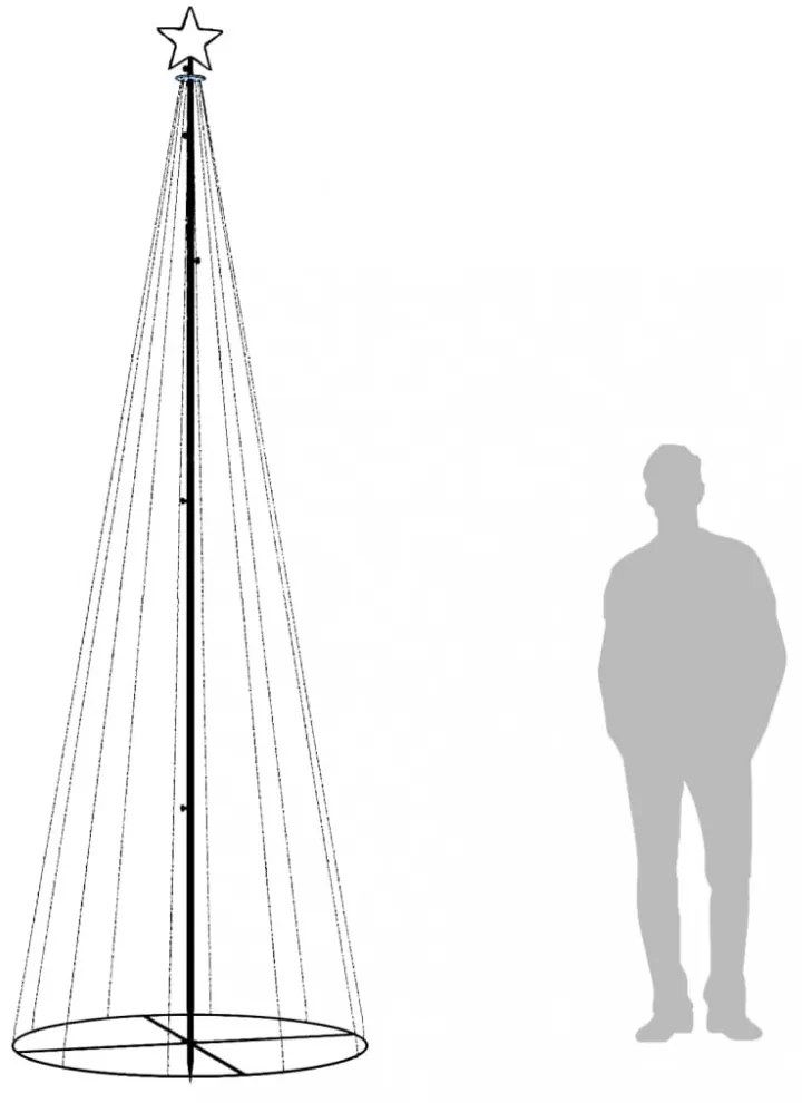 kúp alakú karácsonyfa 310 színes LED-del 100 x 300 cm