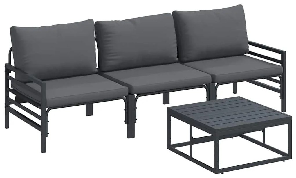Kerti Kanapé Szett 4 pcs Antracitszürke Acél