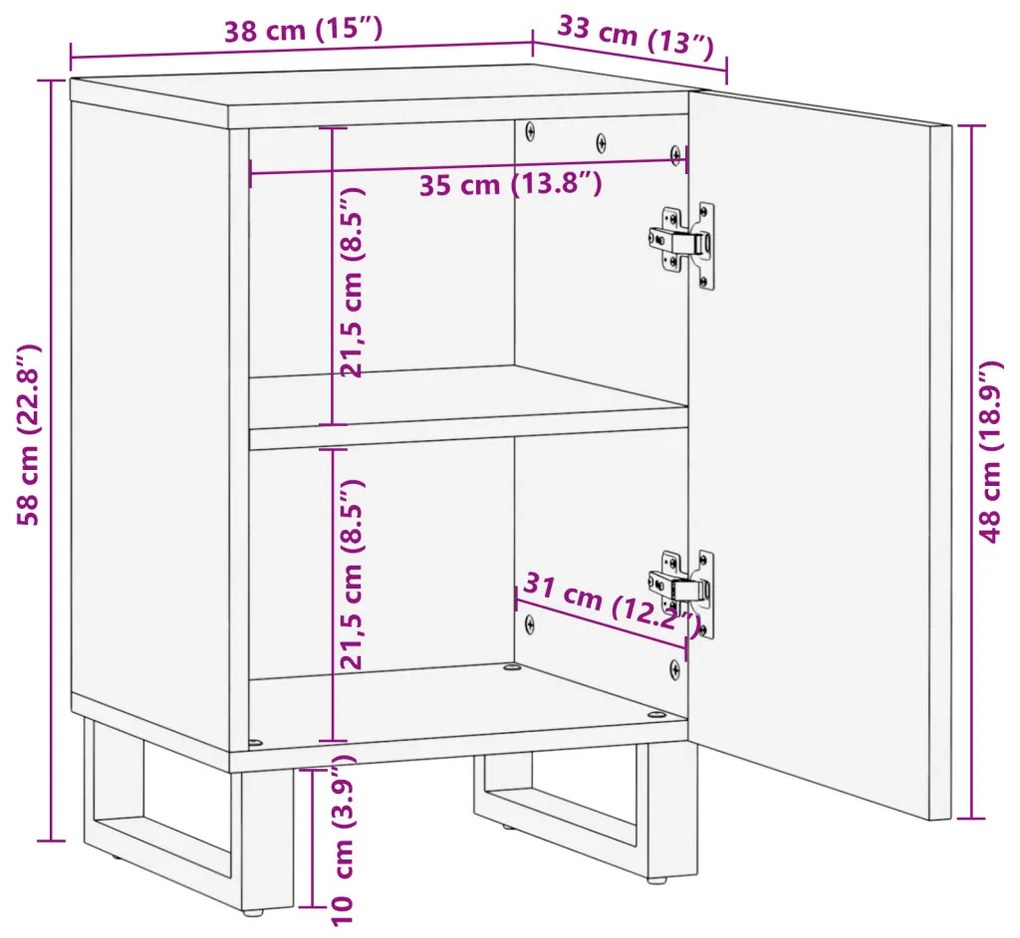 vidaXL Fürdőszobai mosdószekrény ajtóval Dió 38 x 33,5 x 58 cm Faanyag