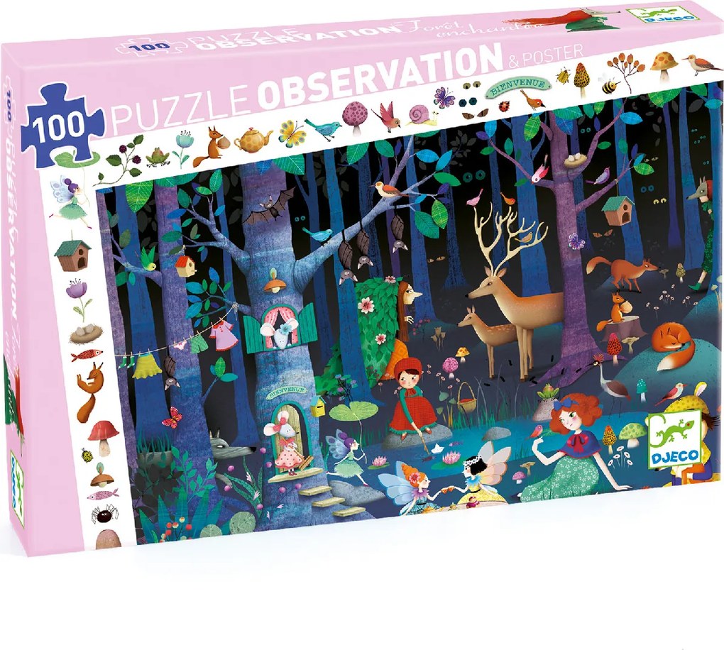 Megfigyeltető puzzle - Elvarázsolt erdő, 100 db-os - Enchanted Forest