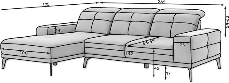 Szürke sarokkanapé (jobb oldali-heverő résszel) Torrense – ELTAP